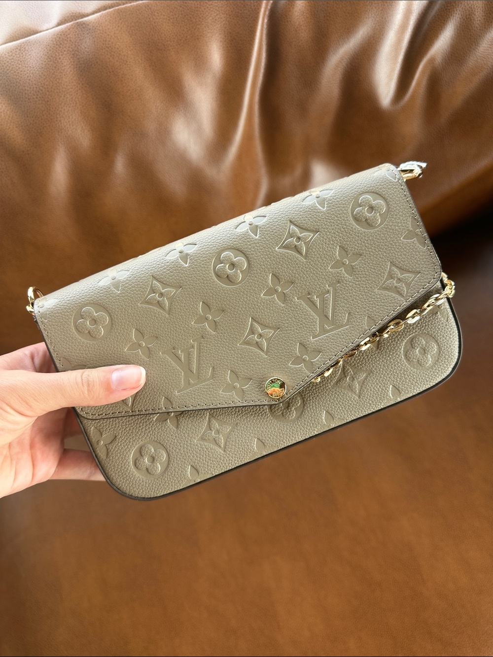 Louis Vuitton Taupe Monogram Chain Crossbody